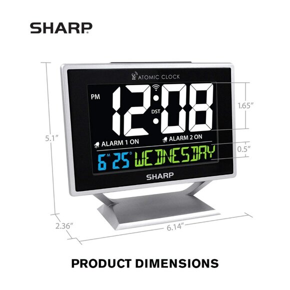 Sharp Atomic Desktop Clock with Color Display - Atomic Accuracy - Easy to Read S - Picture 4 of 7